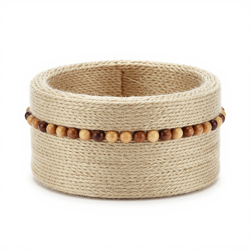 Hand-Woven Cotton Cuff with Beads