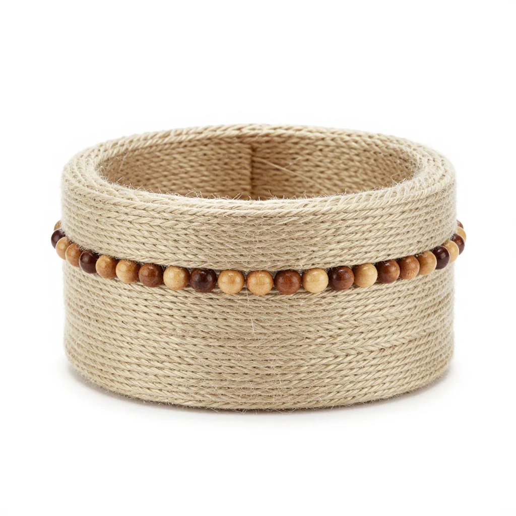 Hand-Woven Cotton Cuff with Beads