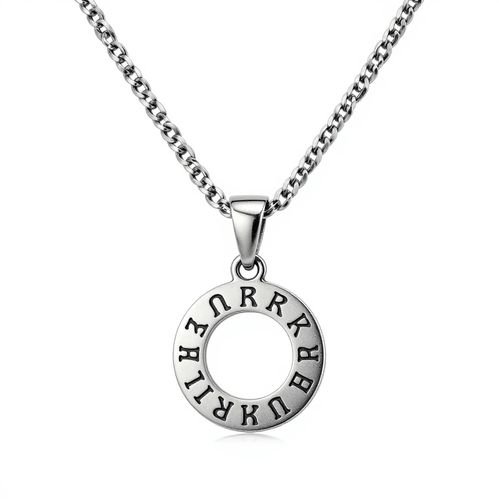 Ancient Bond Wedding Chain with Engraved Runes and Circular Pendant