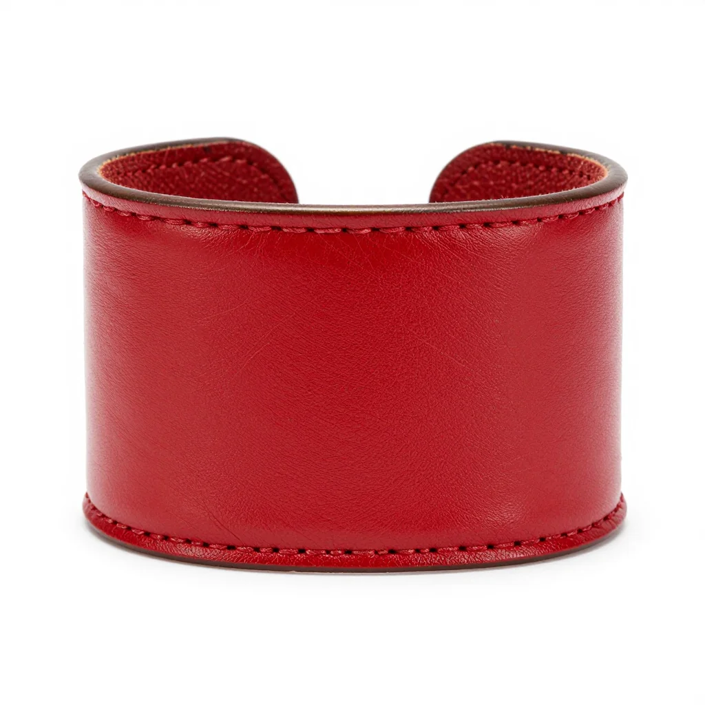 Coral Red Leather Cuff