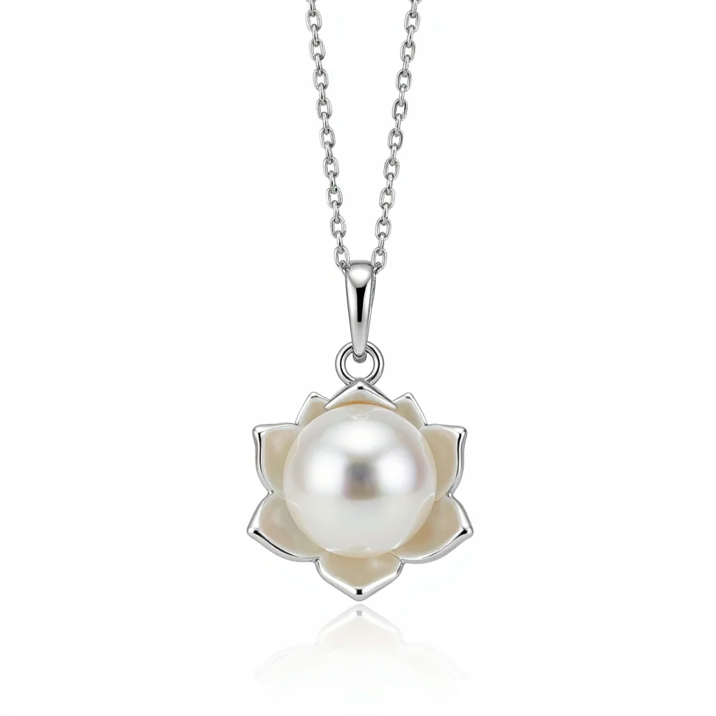 Pearl Lotus Drop Earrings