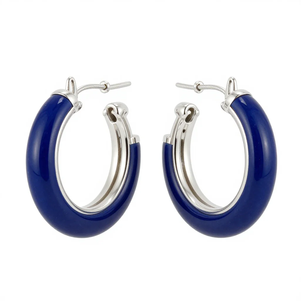 Ceramic and Silver Hoop Earrings