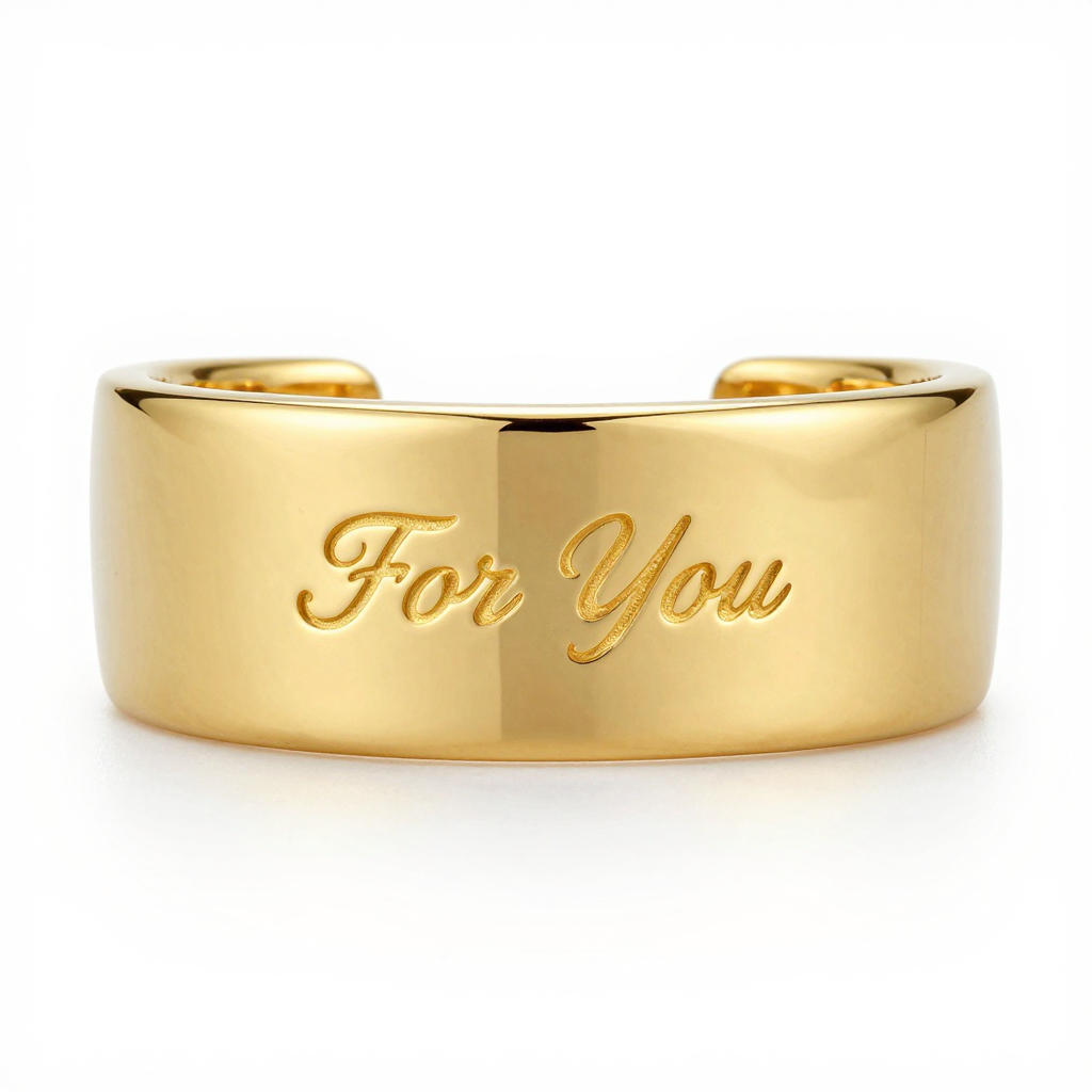 Gold-Plated Cuff with Engraved Script