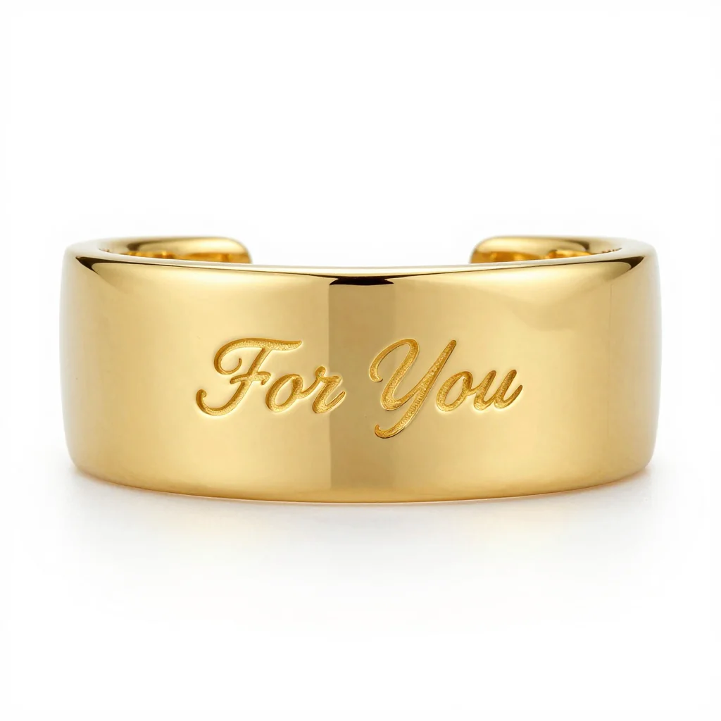 Gold-Plated Cuff with Engraved Script