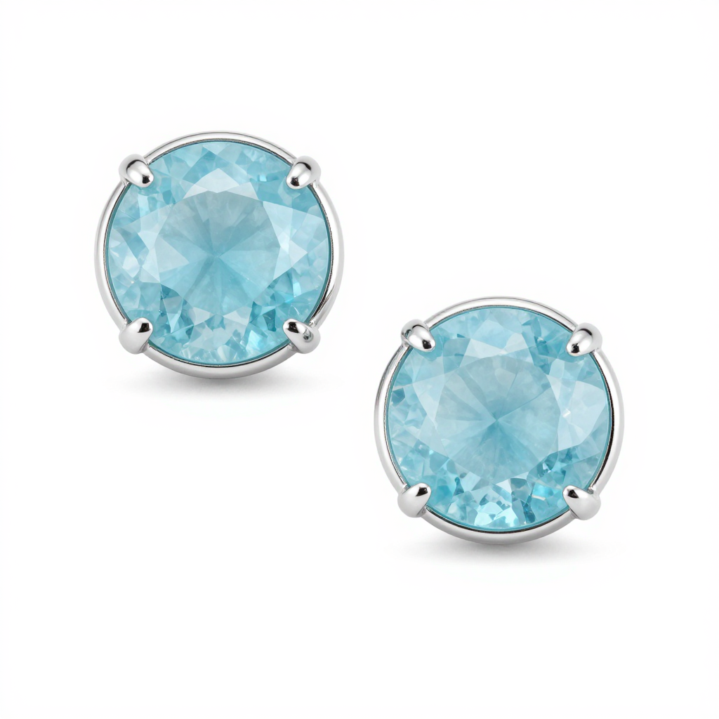 Aquamarine Stud Earrings in Silver