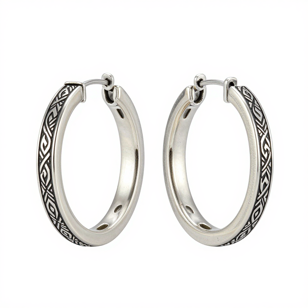 Tribal Pattern Hoop Earrings