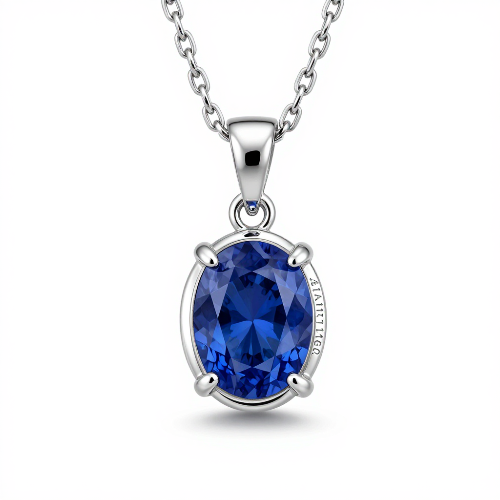 Engraved Sapphire Wedding Pendant