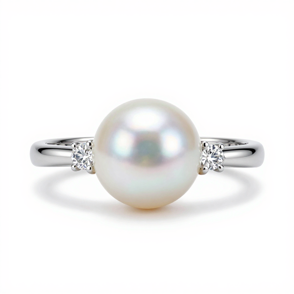 Pearl and Diamond Engagement Ring