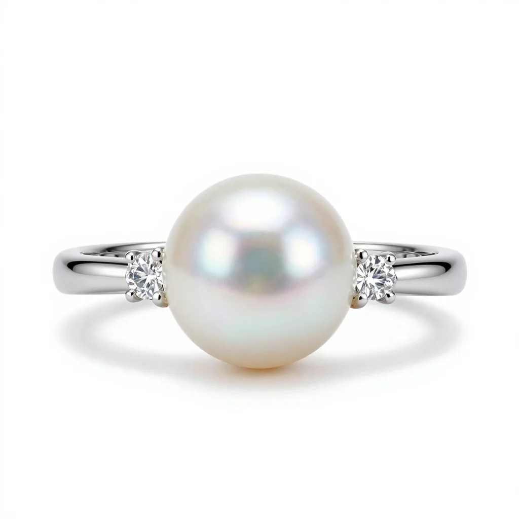 Pearl and Diamond Engagement Ring