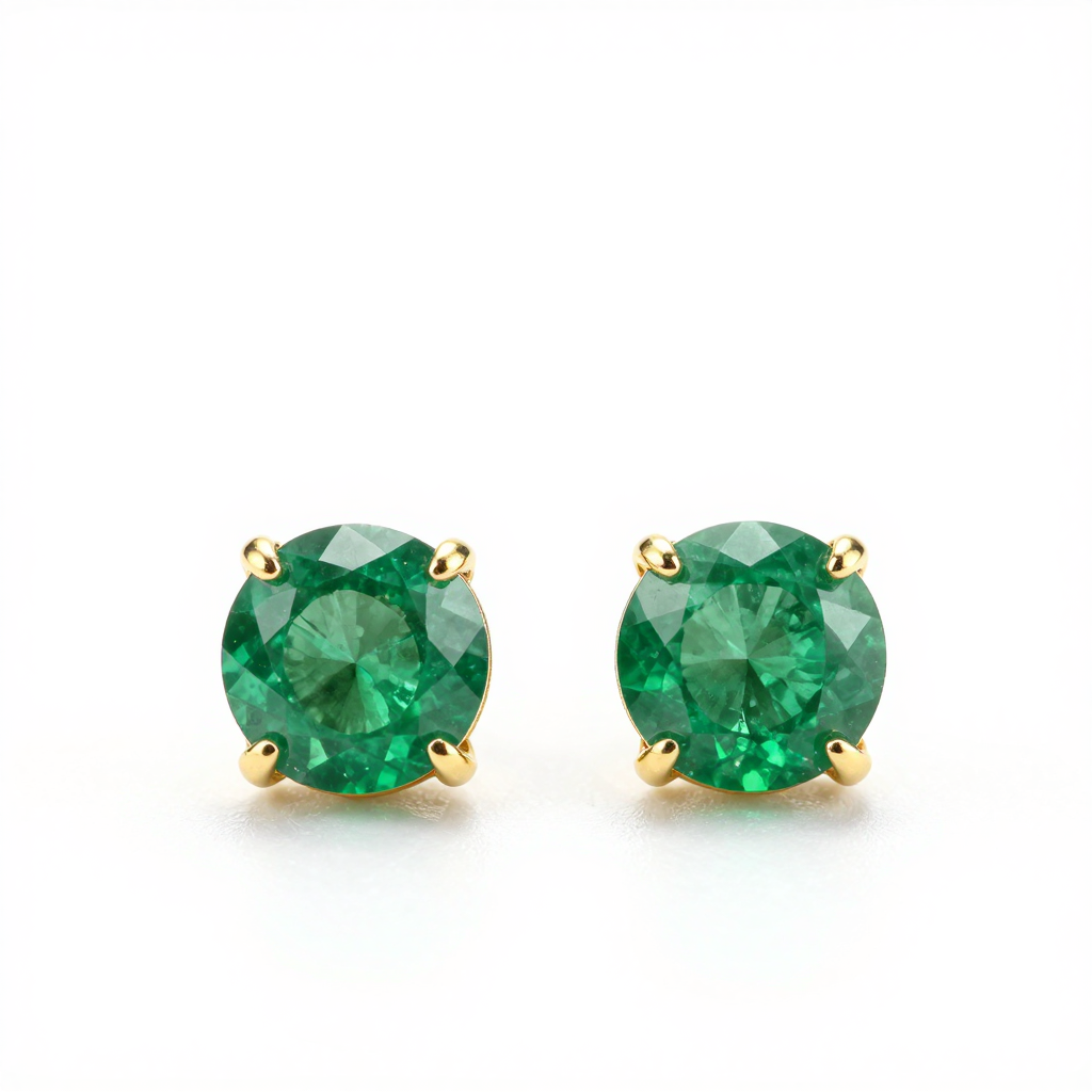 Emerald Stud Earrings in 18k Gold