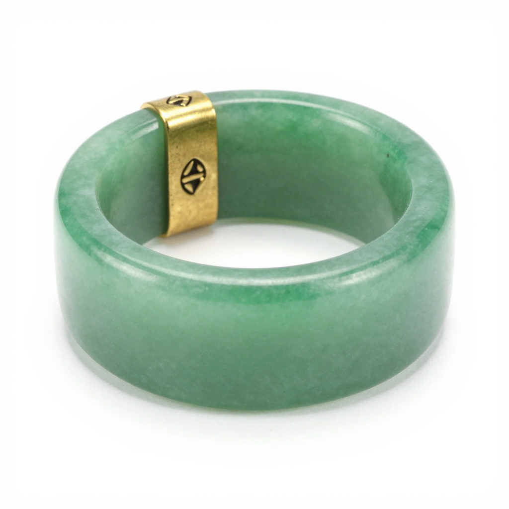 Natural Jade Cuff with Brass Fastening