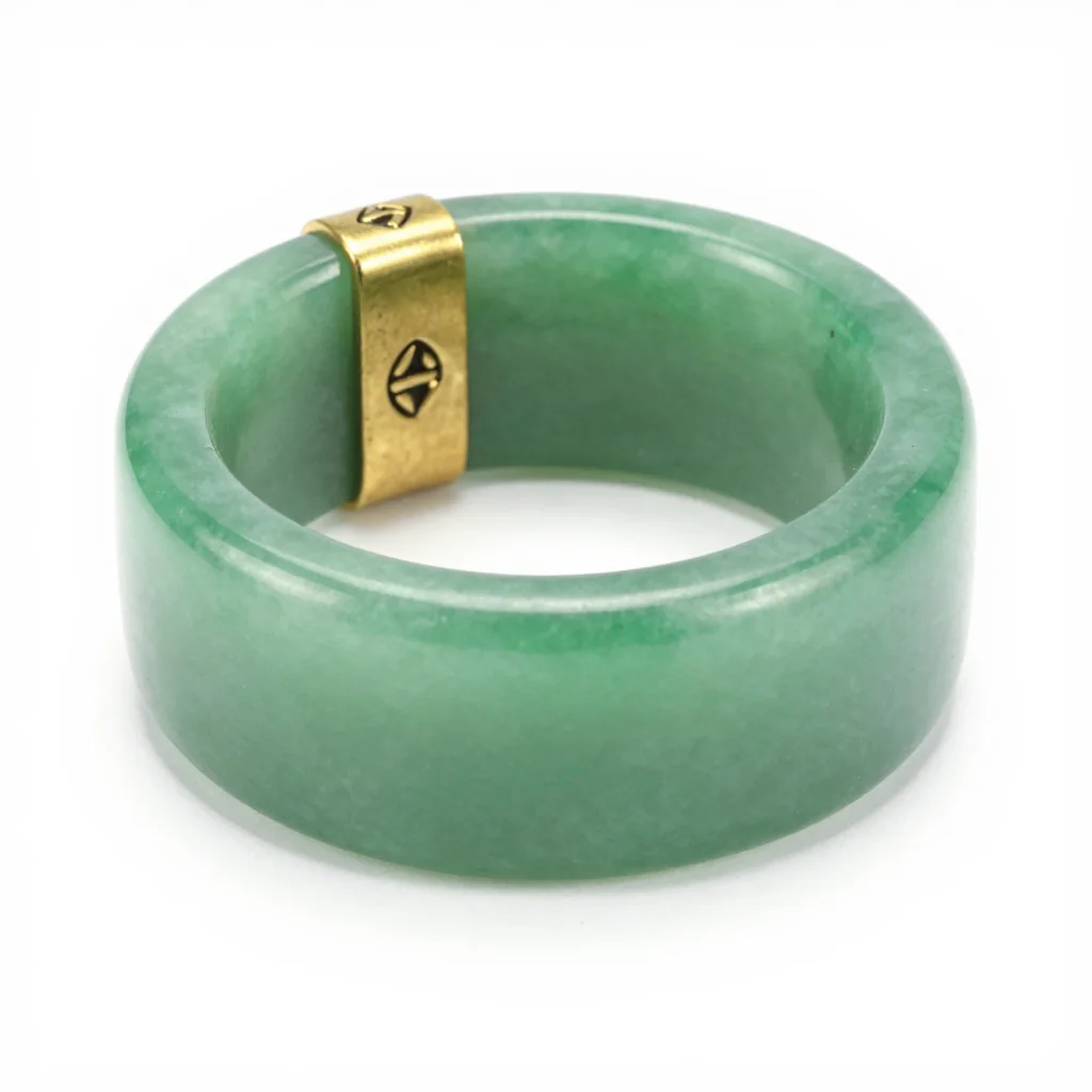 Natural Jade Cuff with Brass Fastening