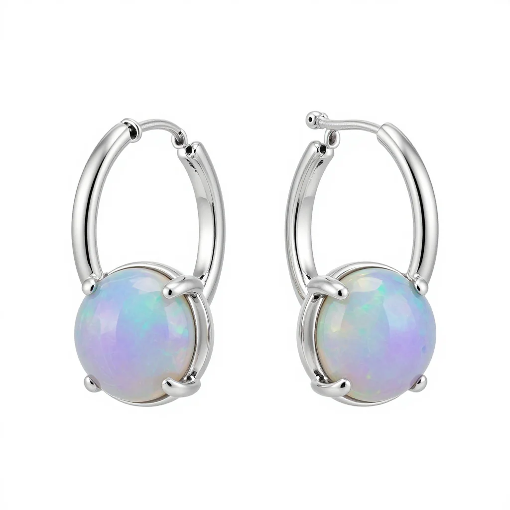 Lavender Opal Hoop Earrings