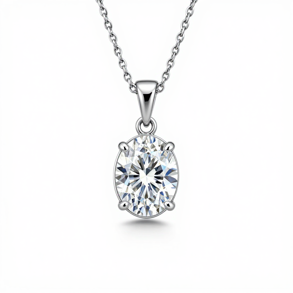 Modern Oval Diamond Pendant