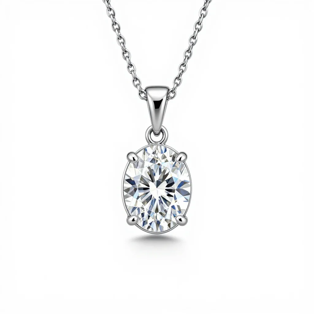 Modern Oval Diamond Pendant