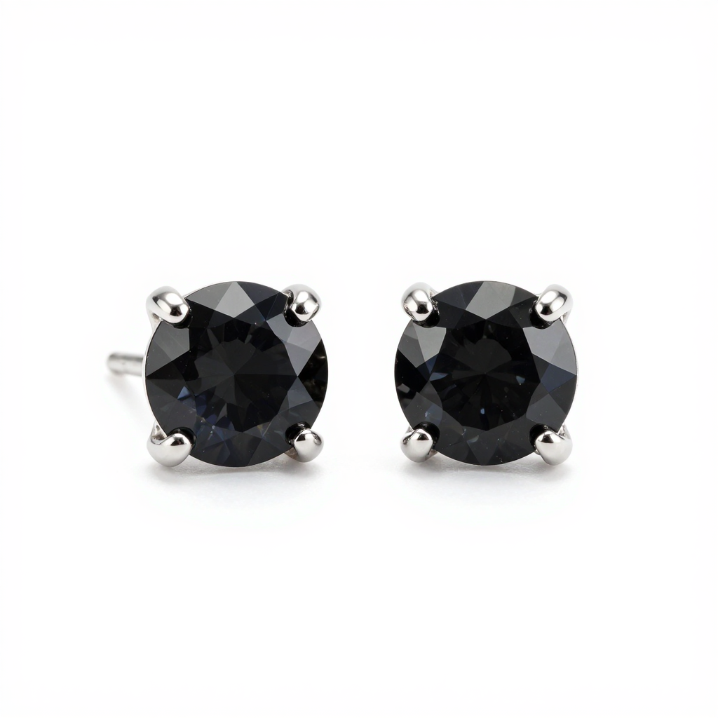 Black Diamond Stud Earrings in Platinum