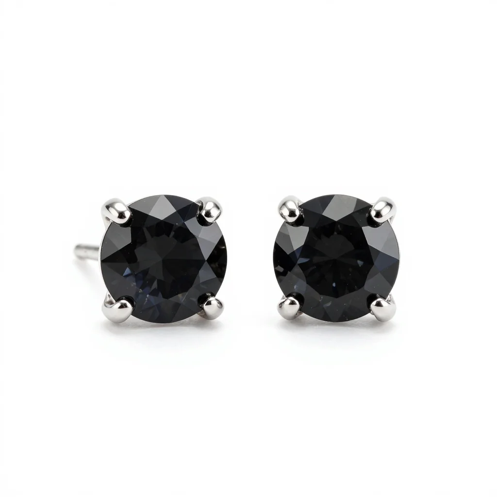 Black Diamond Stud Earrings in Platinum