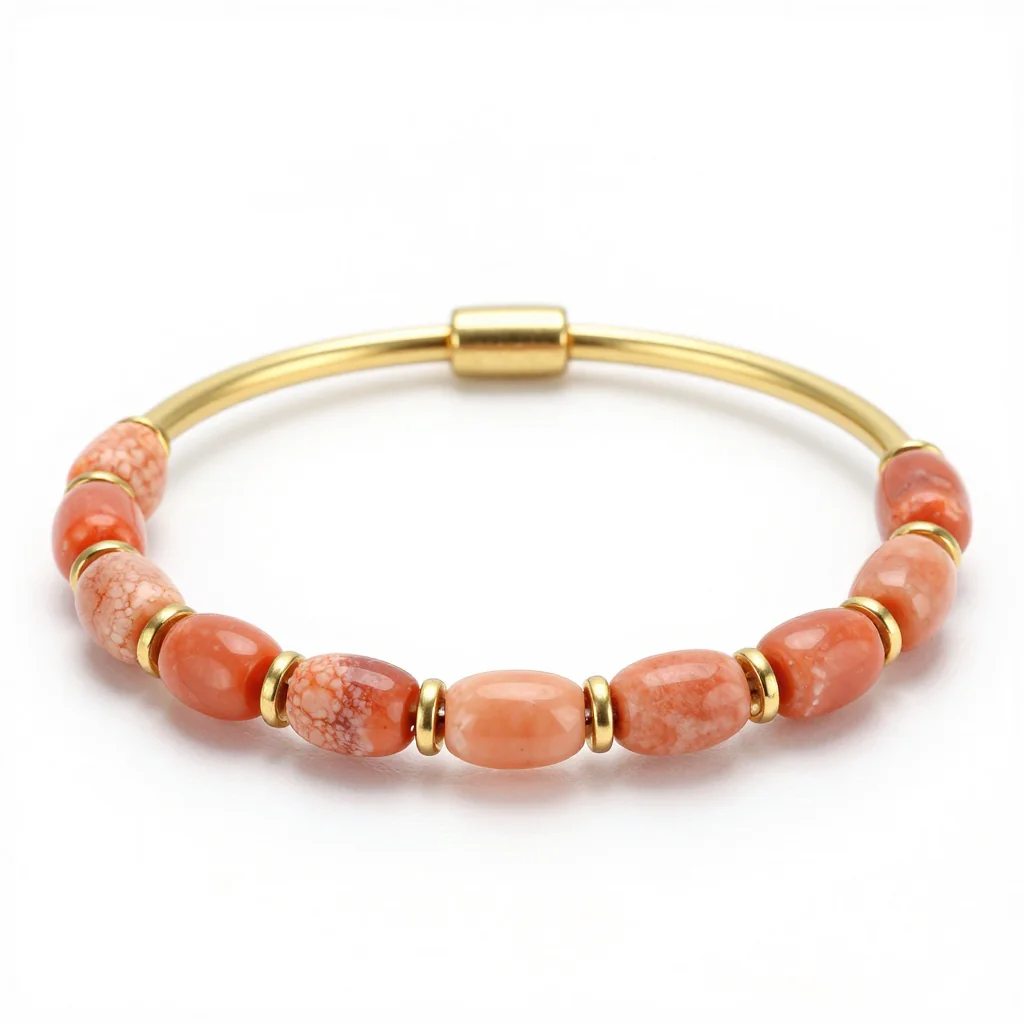 Coral and Brass Bangle