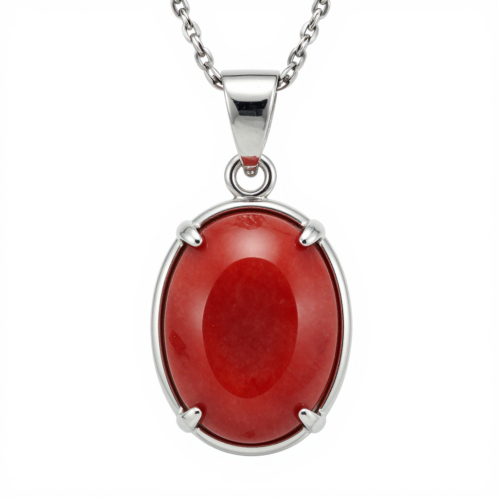 Coral & Silver Pendant
