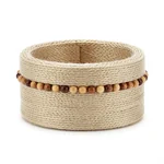 Hand-Woven Cotton Cuff with Beads - 1