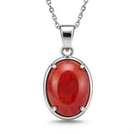 Coral & Silver Pendant - 2