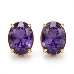 Amethyst Stud Earrings with Gold Frame - 1