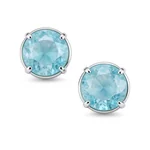 Aquamarine Stud Earrings in Silver - 1