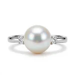 Pearl and Diamond Engagement Ring - 1