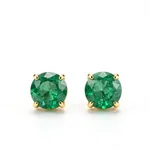 Emerald Stud Earrings in 18k Gold - 1