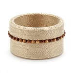 Hand-Woven Cotton Cuff with Beads - 2