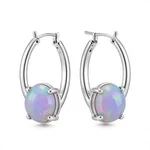 Lavender Opal Hoop Earrings - 2