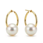 Pearl and Gold Hoop Earrings - 1