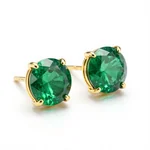 Emerald Stud Earrings in 18k Gold - 2