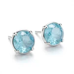 Aquamarine Stud Earrings in Silver - 2