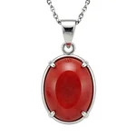 Coral & Silver Pendant - 1