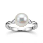 Pearl and Diamond Engagement Ring - 2