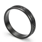 Blackened Steel Bangle with Etched Pattern - 2